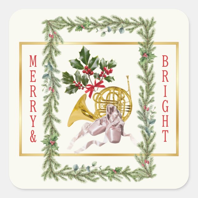 Ode to The Nutcracker Ballet Garland Square Sticker (Front)