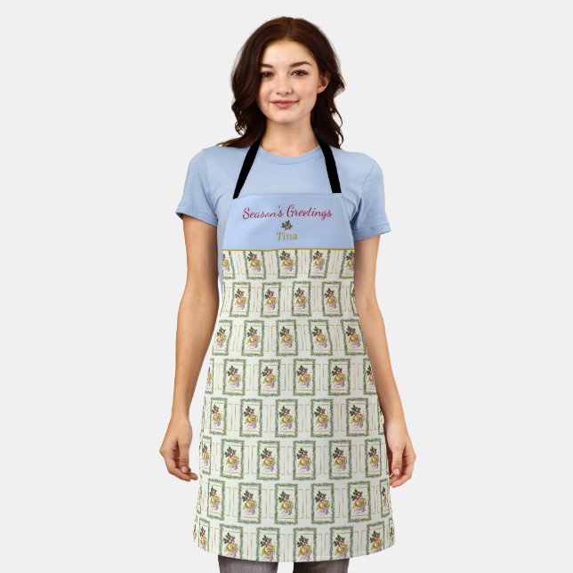 Ode to The Nutcracker Garland Blue Accent Apron (Worn)