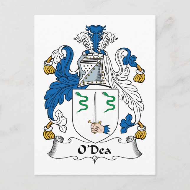 O'Dea or Day Family Crest Postcard (Front)