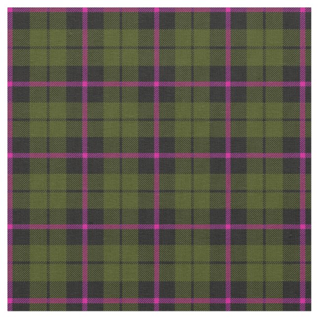 odee army green pink stripe plaid print2 fabric (Close Up)