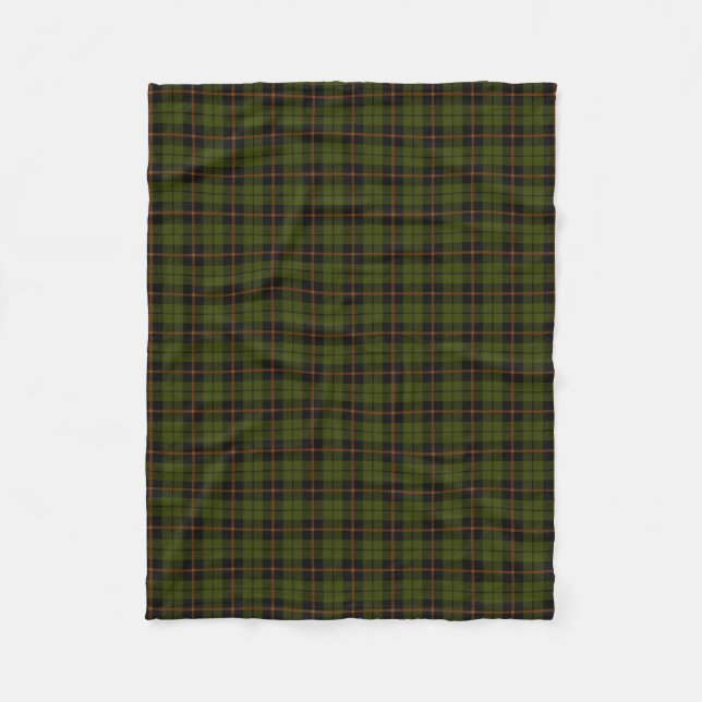 Odee army green plaid black orange stripe fleece blanket (Front)