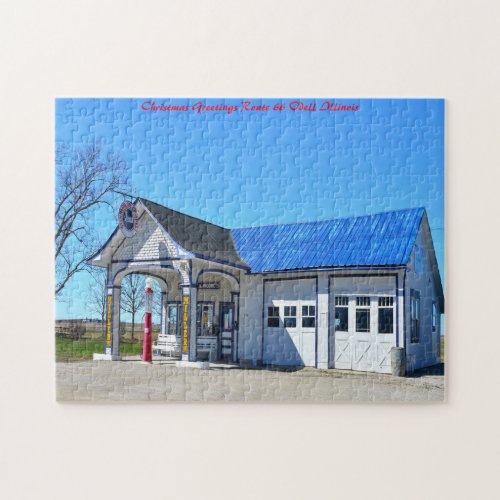 Odell Illinois route 66 Christmas Greetings Jigsaw Puzzle