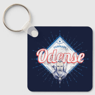 Odense City Denmark Retro Viking Vintage Souvenir Keychain
