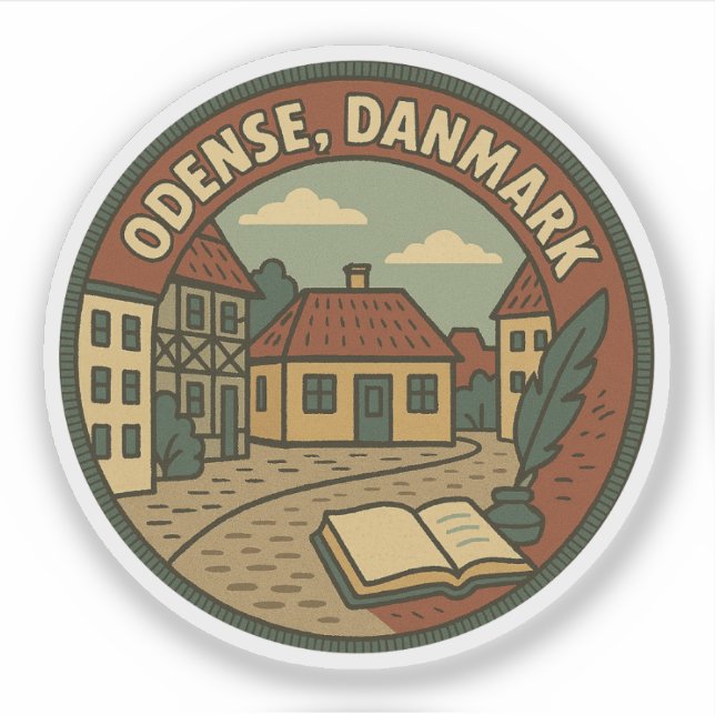 Odense Denmark Literary Sticker (Front)