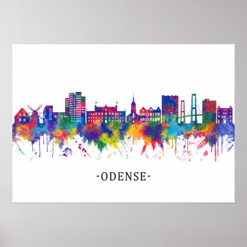 Odense Denmark Skyline Poster