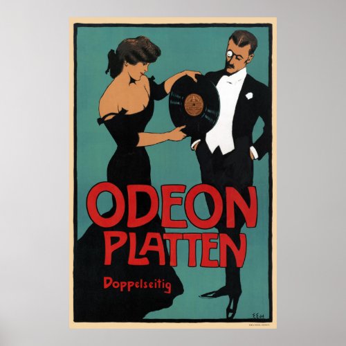 Odeon Platten Germany Vintage Poster 1900