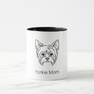 odern Yorkie Face Line Art Coffee Mug Personaliz