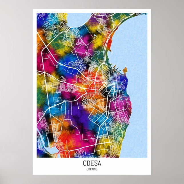 Odesa Ukraine City Map Poster (Front)