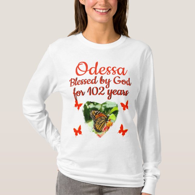 Odessa 102 Birthday T-Shirt (Front)