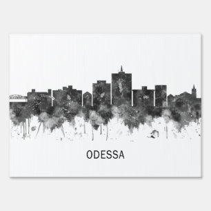 Odessa Texas Skyline BW Sign