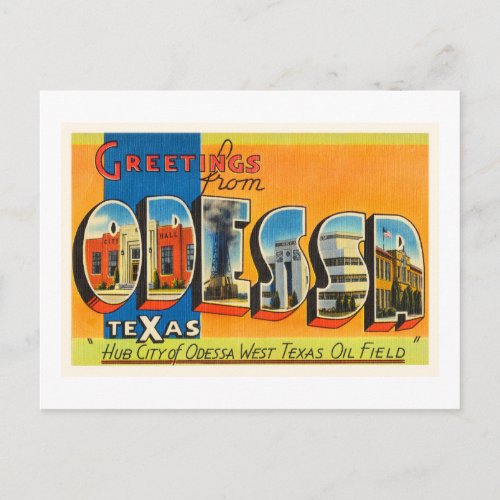 Odessa Texas TX Old Vintage Travel Souvenir Postcard