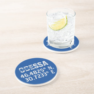 Odessa Ukraine Latitude & Longitude Distressed Coaster