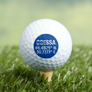 Odessa Ukraine Latitude & Longitude Distressed Golf Balls