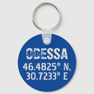 Odessa Ukraine Latitude & Longitude Distressed Keychain