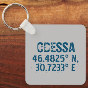 Odessa Ukraine Latitude & Longitude Distressed  Keychain