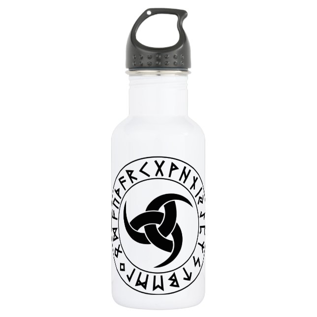 Odhroerir Rune Shield Stainless Steel Water Bottle (Front)