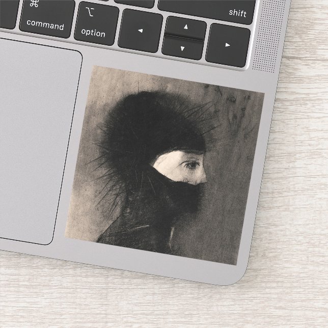 Odilon Redon Armor. Dark woman face Symbolism art Sticker (Detail)