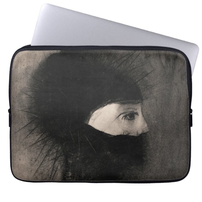 Odilon Redon Armor. Dark woman face Symbolism Laptop Sleeve (Front)