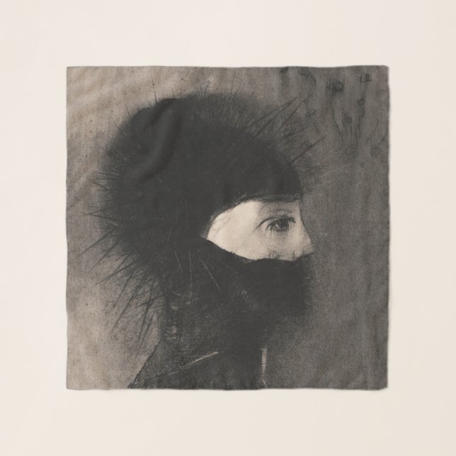 Odilon Redon Armor. Dark woman face / Symbolism Scarf (Front)