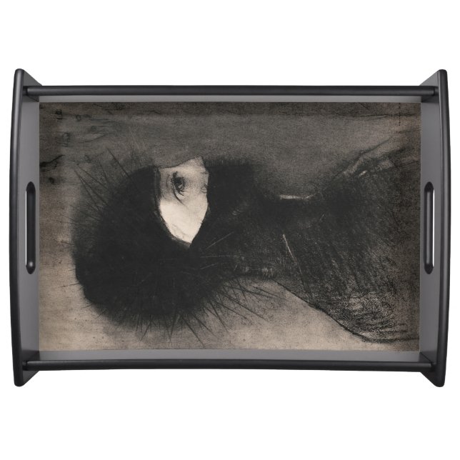 Odilon Redon. Armor. Dark woman face. Symbolism Serving Tray (Front)