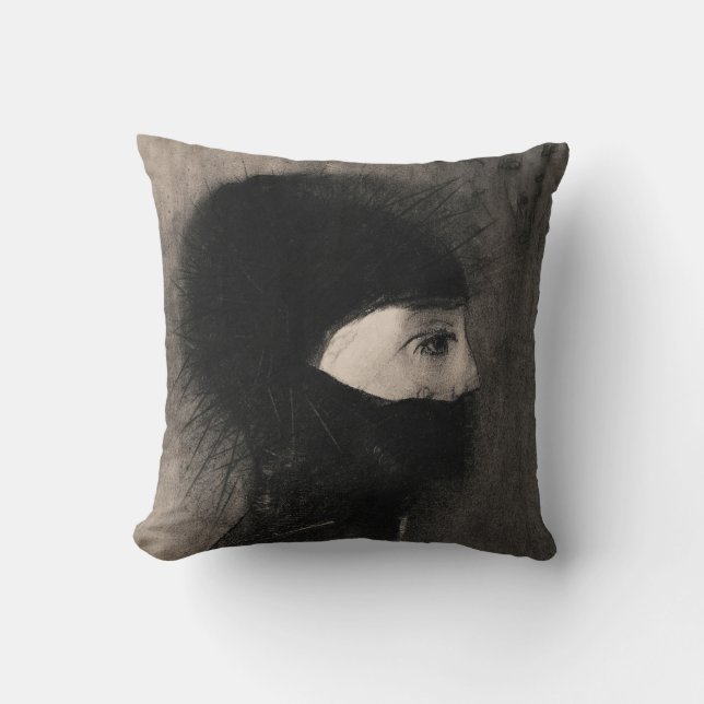 Odilon Redon. Armor. Dark woman face. Symbolism Throw Pillow (Front)