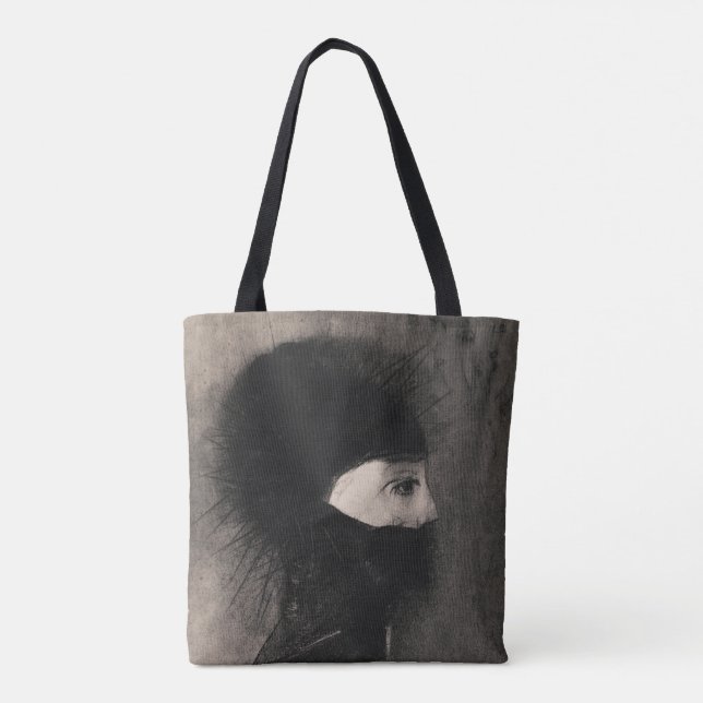 Odilon Redon Armor. Dark woman face Symbolism Tote Bag (Back)