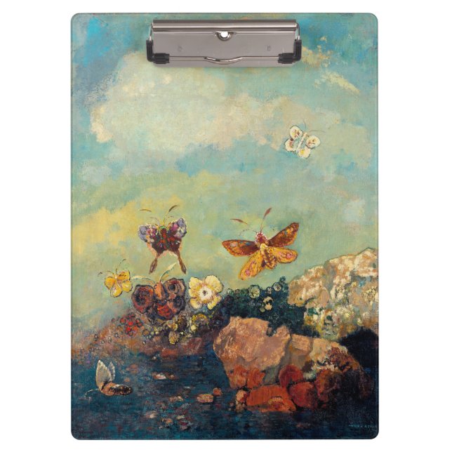 Odilon Redon Butterflies Vintage Symbolism Art Clipboard (Front)