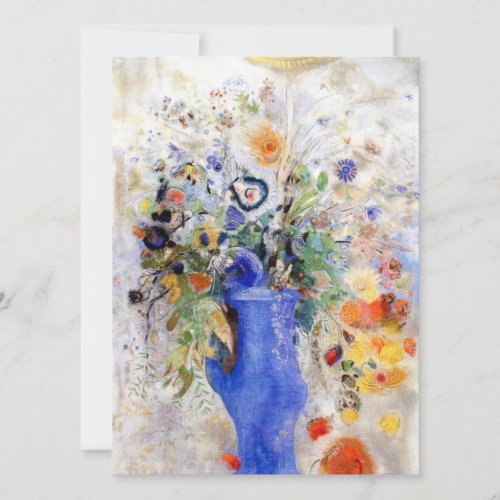 Odilon Redon _ Large Bouquet in Pastel Blue Vase Card