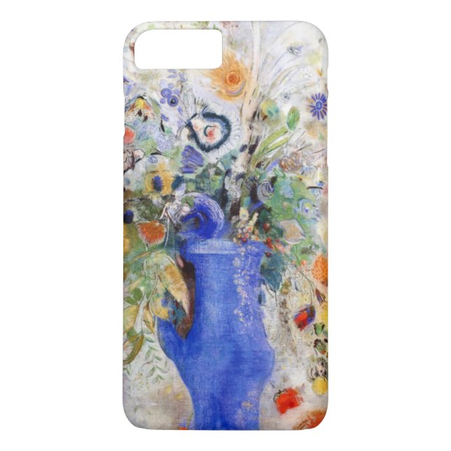 Odilon Redon - Large Bouquet in Pastel Blue Vase Case-Mate iPhone Case (Back)