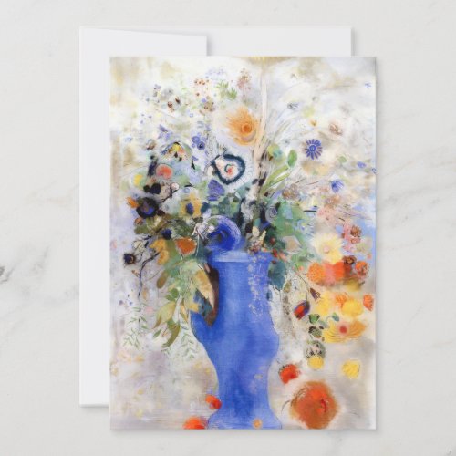 Odilon Redon - Large Bouquet in Pastel Blue Vase Thank You Card