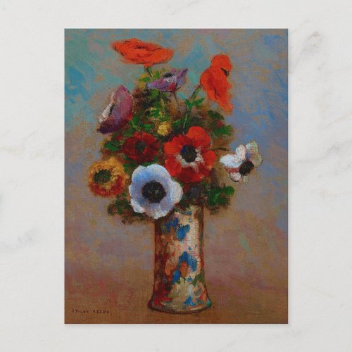 ODILON REDON STILL LIFE WITH ANEMONES PAINTING POSTCARD