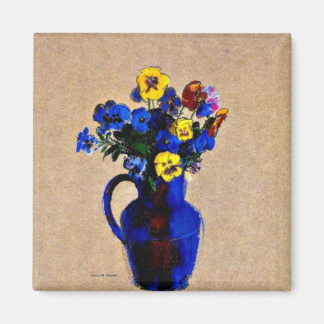 Odilon Redon: Vase of Flowers-Pansies Magnet (Front)