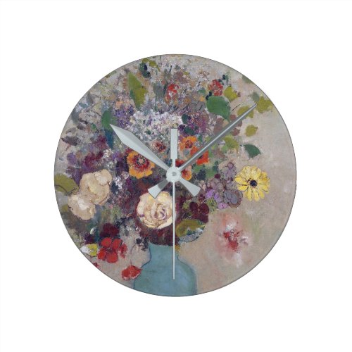 Odilon Redon - Vase Of Flowers Round Clock