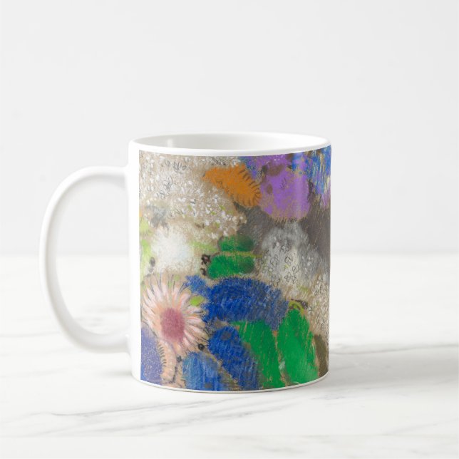 Odilon Redon's abstract flower background. Coffee Mug (Left)