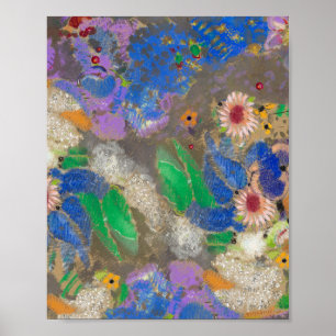 Odilon Redon's abstract flower background. Poster