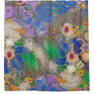 Odilon Redon's abstract flower background. Shower Curtain