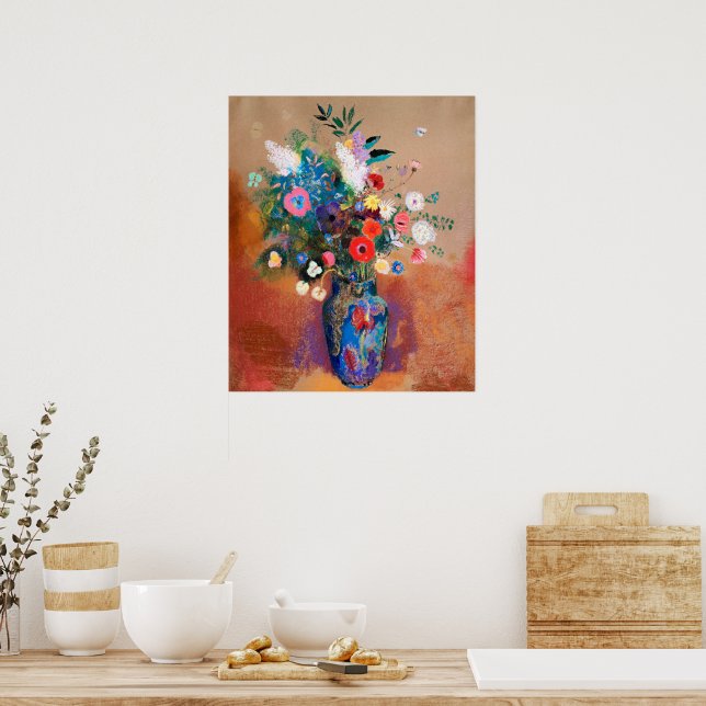 Odilon Redon's painting, Bouquet of Flowers, Poster (Kitchen)