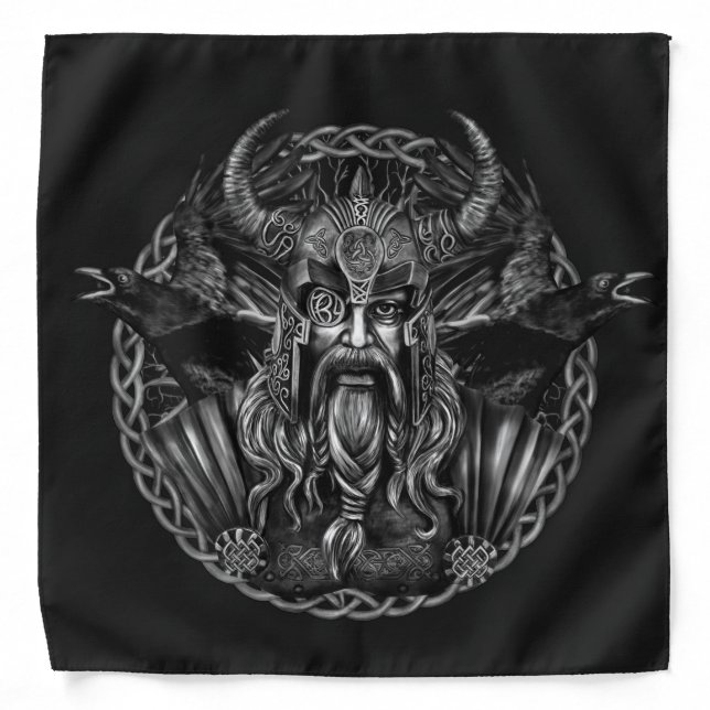 Odin and his ravens Huginn and Muninn Bandana (Front)