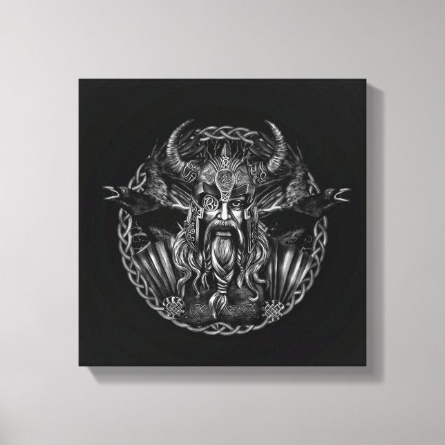 Odin and his ravens Huginn and Muninn Canvas Print (Front)