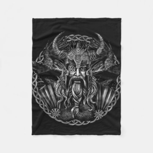 Odin and his ravens Huginn and Muninn Fleece Blanket