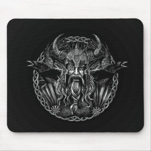 Odin and his ravens Huginn and Muninn Mouse Pad