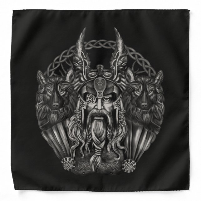 Odin and his wolves Geri and Freki Bandana (Front)