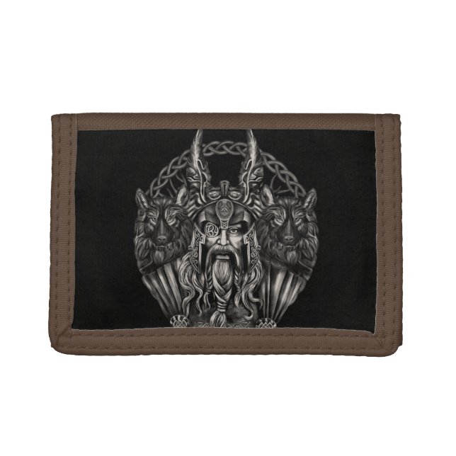 Odin and his wolves Geri and Freki Trifold Wallet (Front)