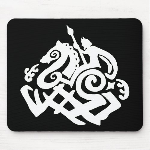 Odin and sleipnir Silhouette Mouse Pad
