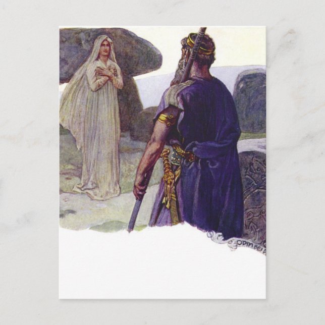 Odin in front of a Völva Postcard (Front)
