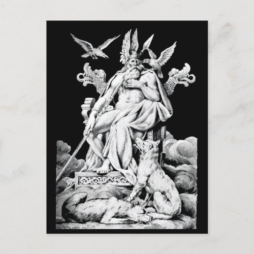 Odin Norse mythology God vintage illustration Postcard