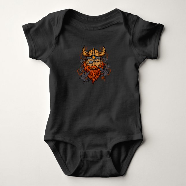Odin Norse Mythology Viking God & Ravens Baby Bodysuit (Front)