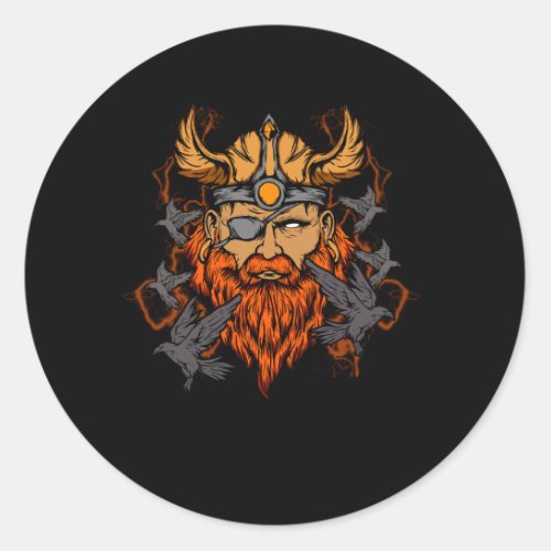 Odin Norse Mythology Viking God  Ravens Classic Round Sticker