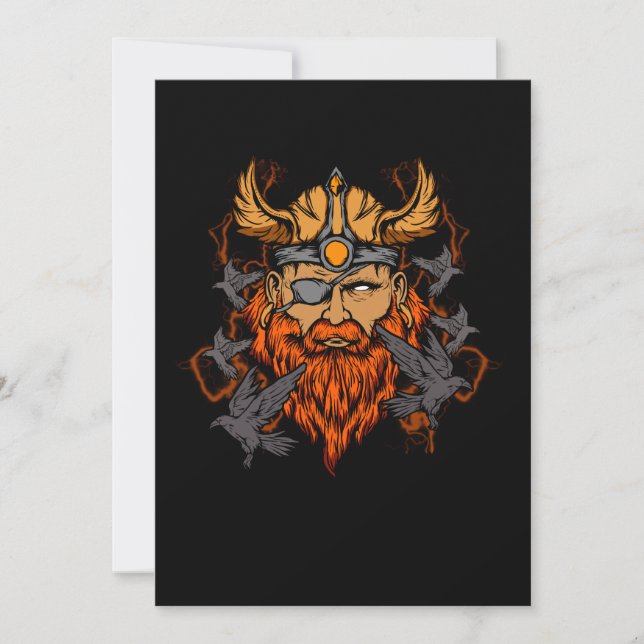 Odin Norse Mythology Viking God & Ravens Invitation (Front)