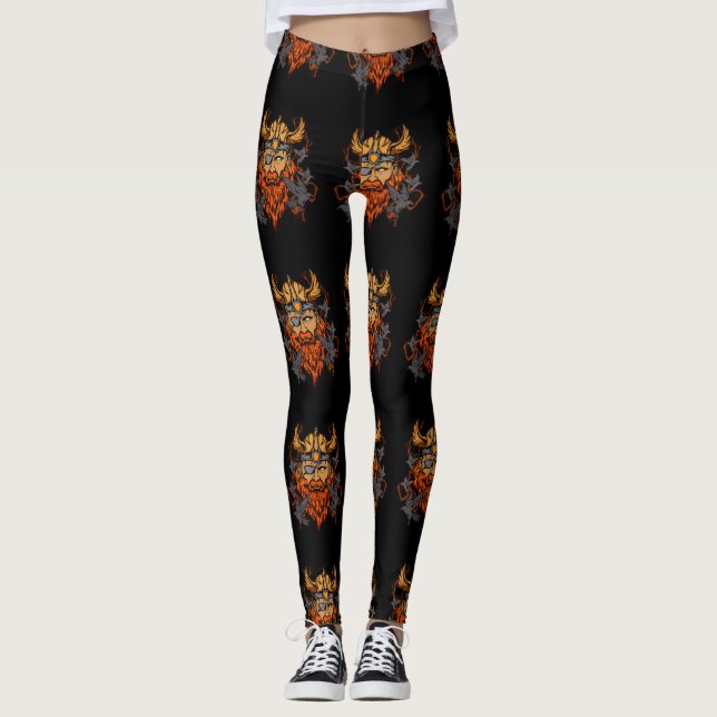 Odin Norse Mythology Viking God & Ravens Leggings (Front)